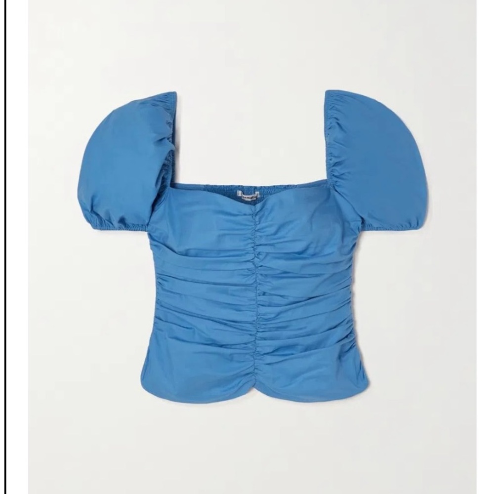 Reformation Azure Puff Sleeve Blouse